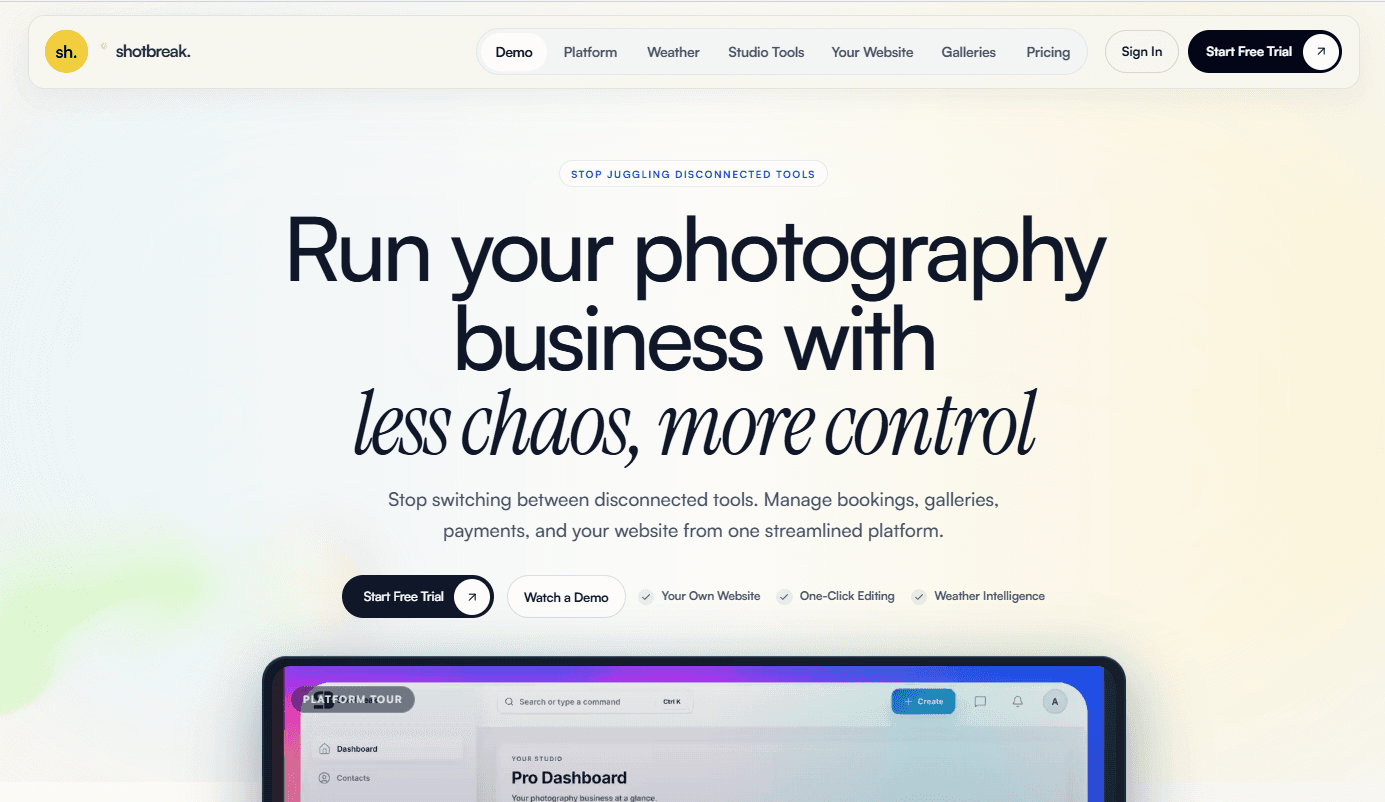 ShotBreak homepage created with Lynqly naming and positioning